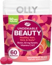 Gomma di bellezza innegabile OLLY, per capelli, pelle, unghie, biotina, vitamina C, cheratina, supplemento masticabile, pompelmo, alimentazione di 30 giorni - 60 conte