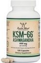 Doppio Legno Integratori Ashwagandha KSM 66 Estratto organico e clinicamente studiato (600mg Per Serving, 120 Capsule, 60 Serve) Adaptogen Cortisol Manager per le donne e gli uomini