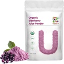 Polvere di succo di sambuco organico ORGANICO di UNLEASH'D 16 oz 100% Pure Natural Green Food, ricca di antiossidanti e multivitaminici, effetti antiossidanti elevati, anti-infiammatori