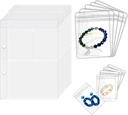 Travel Jewelry Organizer Case Gioielli Trasparenti Archiviazione Libreria Binder Bag per Orecchini, Anelli, Collana, Bracciale,Pagine interne e Pouches