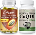 Liposomal CoQ10 800mg 1PCS Bundle con Ubiquinol CoQ10 600 MG Softgels con Omega-3 & Shilajit & PQQ 1PCS