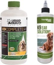 LIQUIDHEALTH Animali K9 Multivitaminico 8-in-1 completo per tutti i cani e cuccioli & K9 Soluzioni per la pulizia dell'orecchio - Integratore per la salute dell'animale domestico Bundle per il supporto Joint & Immune, Trattamento per la pulizia dell'orecchio del cane - Made in Italy