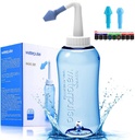 Darate Neti Pot Sinus Rinse Bottiglia, Pulitore di Nose Pressione Risciacquare Irrigazione nasale per Adulto & Kid BPA Free con Adesivo Termometro (500ML)