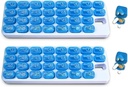 Organizzatore di pillole mensili di 31 giorni con baccelli da tasca pop out e vassoio di stoccaggio per vitamine, integratori, casa, lavoro o viaggio - 2 Pack Blue