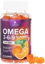 Omega 3 6 9 Gummies - Vegan Omega 3 supplemento pancia - acidi grassi essenziali olio 369 complesso cuore di sostegno & sostegno del cervello per le donne, uomini e gravidanza, pesce libero non OGM, arancio aromatizzato - 60 Gummies