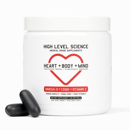 Scienza di alto livello CoQ10, Omega-3, Vitamina E - Cardiologo formulato per il cuore + Corpo + Salute mente con DHA / EPA, Antiossidante per l'energia, Olio di pesce biodisponibile superiore - Gluten Free, 60 Softgels