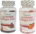 Natura Glow Glutathione Collagen Glow, 60 Organic Chewable Gummies (Strawberry (1Bottle) & Cranberry (1 Bottiglia))