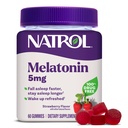 Natrol Melatonin 5mg, Integratore alimentare per il sonno riposante, 60 Gummie aromatizzate alla fragola, alimentazione di 60 giorni