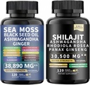 Sea Moss e shilajit Sea Moss Black Seed Oil Ashwagandha Ginger&shilajit rhodiola rosea panax Ginseng (120 Count)