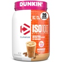 Dymatize x Dunkin' Cappuccino ISO100 Whey Protein Powder, 95mg Caffeina, 25g di Protein5.5g BCAAs, 120 Cal., Gluten Free, 1g Fat, 1g Sugar, 2g Carb (20 Servings)