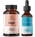 HERBAMAMAMA Sage and Ashwagandha Kit - Bundle di 1000 mg Sage Leaf Capsules & Ashwagandha Root Tincture 2 fl oz - Vegan, Non-GMO, Sugar & Alcohol-Free - 2 Pack