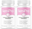 (2 Pack) Pillole di controllo della vescica FemiPro - Capsule FemiPro Originali, Supplemento di supporto per il controllo della vescica FemiPro, pillole Probitic FemiPro per la salute generale e il benessere Recensioni, 60 capsule 2 mesi