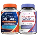 Medico Ricette Multi Collagen Complex & Magnesio Glycinate Bundle, Intero Corpo ringiovanimento, Rilassamento & Rilievo, Collagene Capsule 90 ct & Magnesio Capsule 90 ct