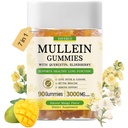 Gummie di Mullein con 3600mg Estratto di foglie di Mullein, 7 in 1 per la pulizia polmonare, salute polmonare respiratoria, Booster immunitario, Elderberry, Quercetin, Bromelain, vitamina C&D3, No Sugar, per adulti, Vegan, 90 Conte