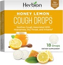 HERBION Naturals Cough Drops, Supplemento dietetico, Soothes Cough, per adulti e bambini oltre 6 anni, Nessun aroma artificiale, Nessun colore aggiunto (18 Conte (Pack of 1), Honey Lemon)
