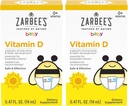 Gocce di vitamina D di Zarbee per bambini, 400IU (10mcg) Supplemento di liquido del bambino e del bambino, Neonato e su, Siringa del contagocce incluso, Confezione da 2 bottiglie da 0,47 Fl Oz
