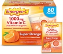 Polvere di vitamina C di Emergen-C 1000mg per il supporto immunitario giornaliero della caffeina Integratori di vitamina C con Zinco e Manganese, Vitamine B ed Elettroliti, Super Arancione Flavor - 60 Conteggio / Mese di alimentazione