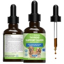 Supporto tiroideo di benessere animale Argento per cani - Supporti Funzione tiroide bilanciata, Metabolismo sano, Energia normale, Ashwagandha, Bacopa - Integratore erbario-formulato veterinario 2 oz (59 ml)