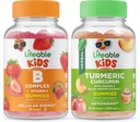 Lifeable B Complex Kids + curcumina curcuma curcuma bambini, pedine Bundle - Grande degustazione, supplemento di vitamina, senza glutine, GMO libero, pancia masticabile