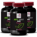 Anti capsula di capelli grigi - ANTI GRAY HAIR COMPLEX - Colore vibrante, Soluzione di capelli grigi, Risvegliamento di colore, Tono naturale, Revival del pigmento dei capelli, Tono fresco, Supporto di capelli grigi 3 Bottiglie 180 Capsule