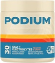 Podio Nutrition Training Salt + Electrolytes Powder, Peaches & Cream, Post Workout Hydration & Muscle Recovery Support, Electrolyte Drink, Magnesium, Potassium, Calcium & Sodium Salts, 30 Serve