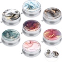 7PCS caso della scatola rotonda della pedana, ULENDIS 3 scomparto portatile della cassa di viaggio della pedana dell'organizzatore del supporto della vitamina di Tablet, contenitore di stoccaggio dei medicinali di pittura decorativo per il regalo di viaggio della tasca di Purse
