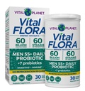 Vital Planet - Vital Flora Uomo Oltre 55 Probiotici giornalieri, 60 miliardi di CFU, Diverse Strains, Prebiotici organici, Supporto immunitario, Probiotici Stabili per Men, 30 Capsule
