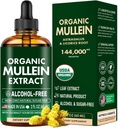 Gocce di Mullein per polmoni, Foglia di Mullein & Licorice Estratto di sostegno polmonare Cleanse & Respirante sano, Organic Mullein Foglia Tintura Integratore di erbe, Nessun Additivi Mullein Estratto Gocce 2 fl Oz 60Ml
