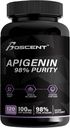 Apigenin Supplemento 100mg da Chamomile Extract 120 Count - 98% purezza- Apigenin Supplemento per il sonno, Mood, Cognizione, Salute della prostata - Ottimo aiuto per il sonno, Non-OGM, No Fillers - 4-Month Fornitura