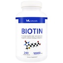 ML Naturals Biotin 10000 mcg 240 capsule vegetali. Supporta capelli sani, pelle, unghie e produzione di energia, NSF-Certified & cGMP-Compliant