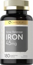 Carlyle Slow Release Iron 45 mg | 180 compresse | Ferrous Sulfate Mineral Supplement | per gli uomini e le donne | Vegetariano, Non OGM e Gluten Free Formula