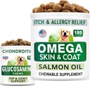 BARK&SPARK Glucosamine Dog Treats + Omega 3 per cani Bundle - Hip Support e Joint Pain Relief Supplement + Fish Oil Chews for Shedding, Skin Allergy, Itch Relief, Skin and Coat Supplement
