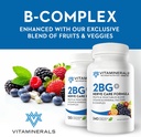 Vitaminerals 2BG+TM B Complex Supporto Immune High Potency B Complex | Fruits & Veggies Blend | 120 tappi Veggie