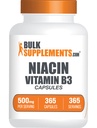 BulkSupplements.com Niacin Capsule - Niacin Supplement, Vitamina B3 - Gluten Free, 1 Capsule per Serving, 365 Capsule (Pack of 1)