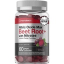 Horbäach Nitric Oxide Beet Root Gummies | 60 Count | con Nitrates | Strawberry Flavor | Vegan, Non OGM, Gluten Free Supplement