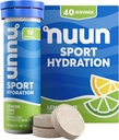Nuun Sport Electrolyte Tablets con Magnesio, Calcio, Potassio, Cloruro & Sodio, Gluten Free & Vegan, Lime di limone, 4 Pack (40 Serve Totale)