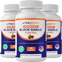 Vitamatic 3 Confezione Aglio Nero Fermentato 1000 mg 60 capsule - Non OGM, Senza Glutine - (Totale 180 capsule)