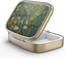 Pillola Case Pill Box con specchio retro 2 scomparti Piccolo caso Pillola per borsa o tasca Bronzo Box rettangolare o Vitamine, Olio di pesce, Supplementi, Pillola Containe Regali di viaggio (Vangogh Art)