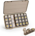 Organizzatore di pillole 4 volte al giorno, 7 giorni Pill Box 4 volte al giorno - Acedada organizzatore settimanale di scatole di medicina con caso separato, Dispenser portatile del contenitore di pillole giornaliere per gli integratori di oli di vitamina Pesce, marrone