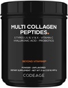 Codeage Multi Collagen Peptides + Probiotics Black Edition, Vitamina C, Integratore di polvere di acido ialuronico, Grass-Fed, Pasture-Raised, Hydrolyzed, Zero Carbs, Tipo I, II, III, V & X, Non aromaed, 21oz