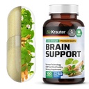 BIO KRAUTER Brain Support Supplemento - 100 Conte - 1300 mg Miscela di Ashwagandha, Panax Ginseng e Ginkgo Biloba - Vegan, No Fillers