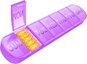 Organizzatore di pillole settimanali 1 volta al giorno, scatola di pedaggio di viaggio 7 giorni Extra grandi scomparti di vitamina Holder, contenitore giornaliero di pillole 7day XL Dispenser di medicina per la cassa dell'olio di pesce (Purple)