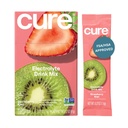 Cure Hydration | Miscela elettrolitica a base vegetale | No Aggiunto Zucchero | Polvere di rilievo di disidratazione fatta con acqua di cocco | Non OGM | Vegan | Box di 8 pacchetti - Fragola Kiwi