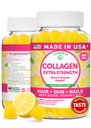 Lunakai USA Made Collagen Peptides Gummies - 200 mg Anti-OGM Formula con Biotina, Zinco, Vitamine C & E per Capelli, Pelle e Unghie, 60ct
