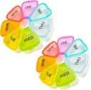 Organizzatore di pillole 7 giorni settimanali - scatola di pillole, contenitore, emittente di viaggio - olio di pesce, vitamine, organizzatore di medicina