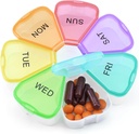 Quacc Carino organizzatore di pillole settimanali viaggio 7 giorni portatile rotondo floreale Case Box contenitore di pillole Medcine titolare per grande vitamina Fish Oil Pill Medicine - Rainbow