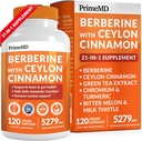 21-in-1 Berberina Supplemento con Ceylon Cinnamon - Berberina 1500 mg con Cromo, Bitter Melon e Estratto di tè verde - Berberina 5X per la gestione del peso & Metabolismo Supporto con 5279 mg (120 ct)