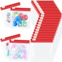 24 pezzi sacchetto di pedana con cerniera Set riusabile traslucido medico organizzatore Sealing viaggio sacchetti di plastica con serratura dello scorrevole per stoccaggio (rosso)