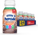 PediaSure Peptide 1.0 Cal,24 Conte,Completo, Nutrizione bilanciata per i bambini con condizioni di GI,Peptide-Based Formula, con 7g Proteine e Prebiotici, per l'alimentazione orale o tubo,Chocolate, 8-fl-oz Bottiglia