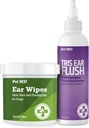 Pet MD Dog Ear Cleaning Wipes con Aloe ed Eucalyptus + Veterinary Tris Flush Cat & Dog Ear Cleaner